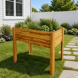 Raised Garden Bed Solid Wood Planter Outdoor Flower Plant Container Box