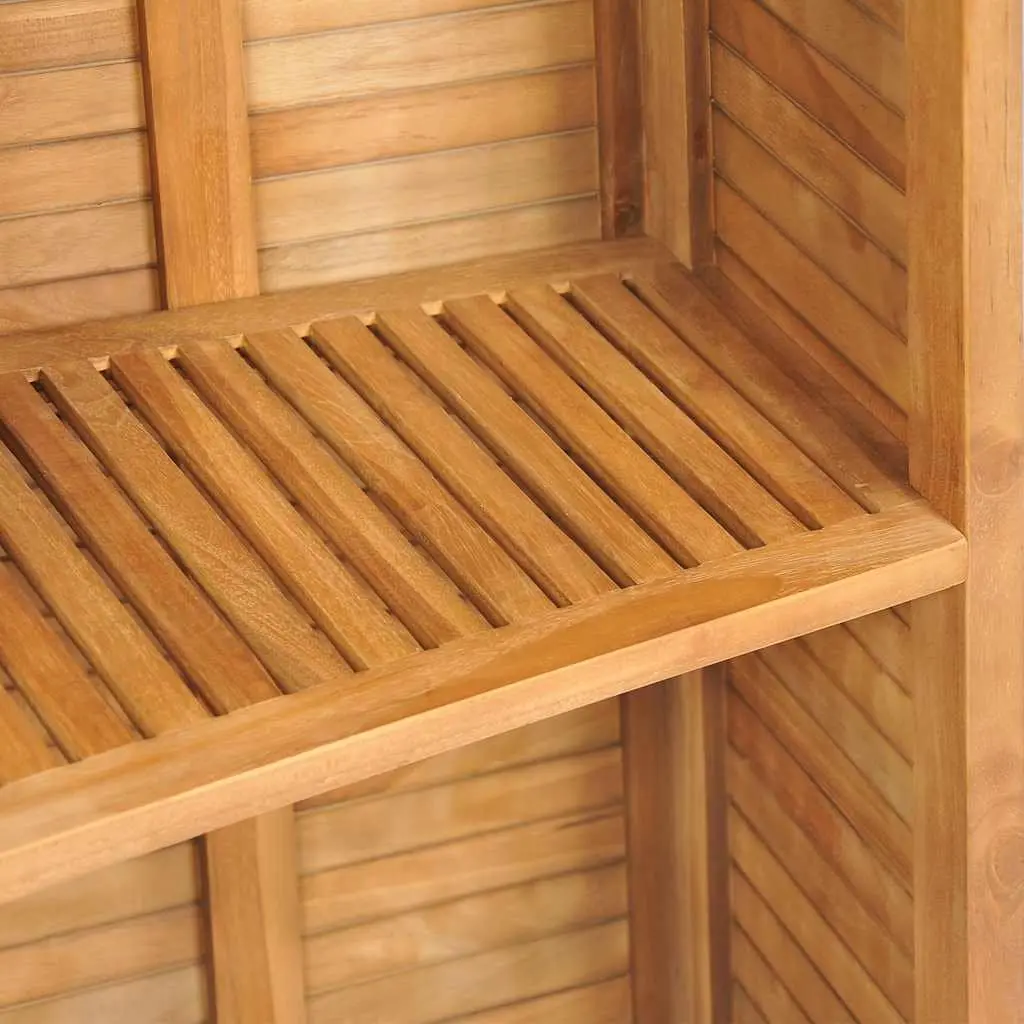 Folding Bar Table Outdoor Teak Wood Parasol Hole Bottle Holder Removable Shelves 155 x 53 x 105 cm