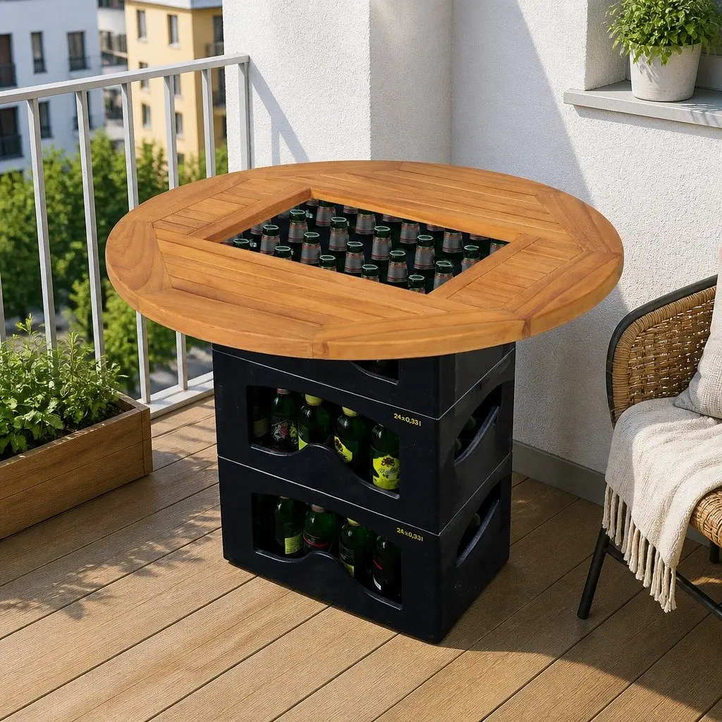 Beer Crate Tabletop Brown 70cm Portable Accessory