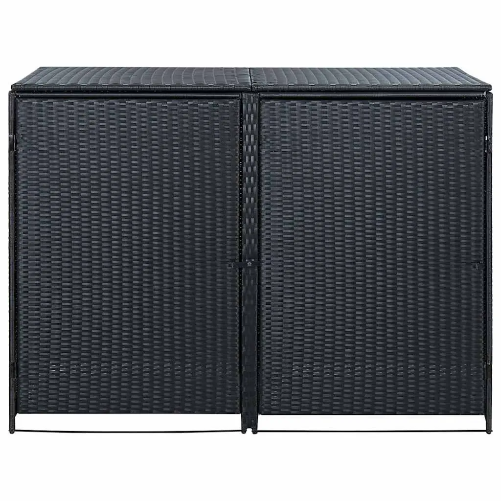 Double Wheelie Bin Shed Rattan Black 148x80x111cm