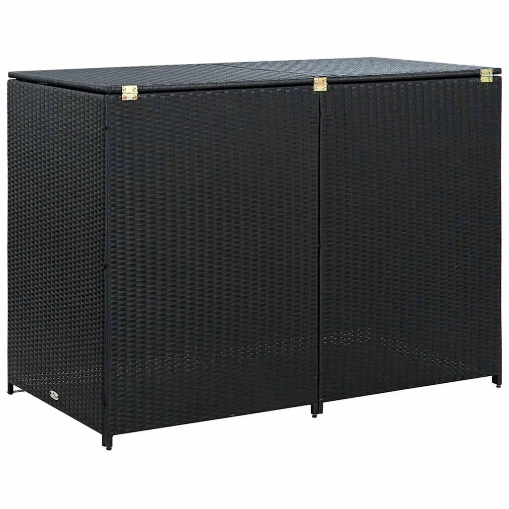 Double Wheelie Bin Shed Rattan Black 148x80x111cm