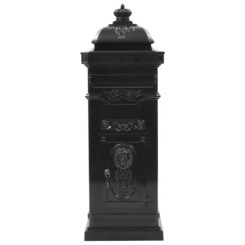 Pillar Letterbox Vintage Style Black Outdoor Mail Box