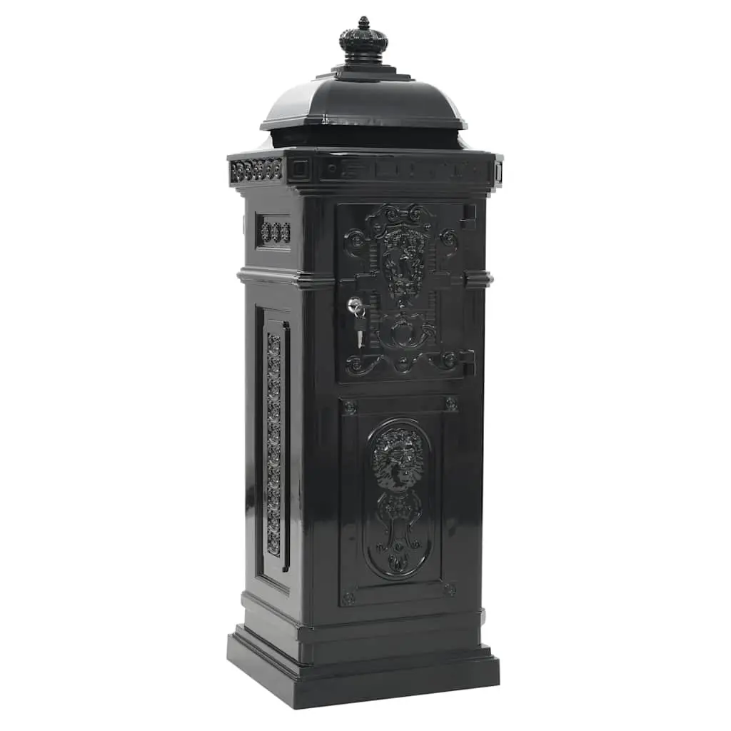 Pillar Letterbox Vintage Style Black Outdoor Mail Box