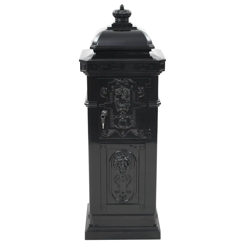 Pillar Letterbox Vintage Style Black Outdoor Mail Box