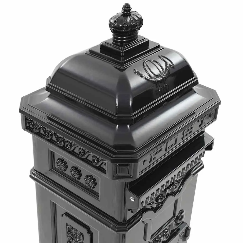 Pillar Letterbox Vintage Style Black Outdoor Mail Box