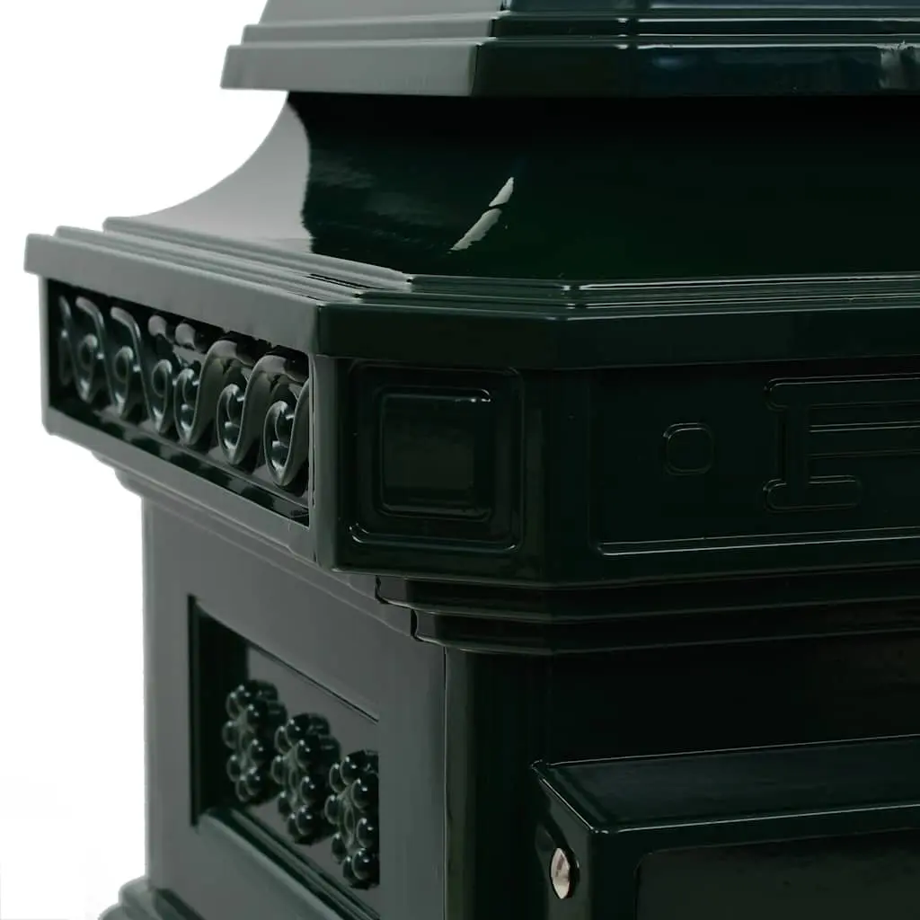 Pillar Letterbox Vintage Style Green Outdoor Antique Garden Mailbox