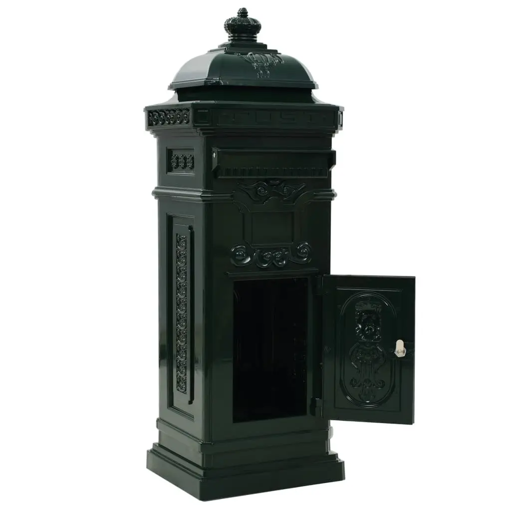 Pillar Letterbox Vintage Style Green Outdoor Antique Garden Mailbox