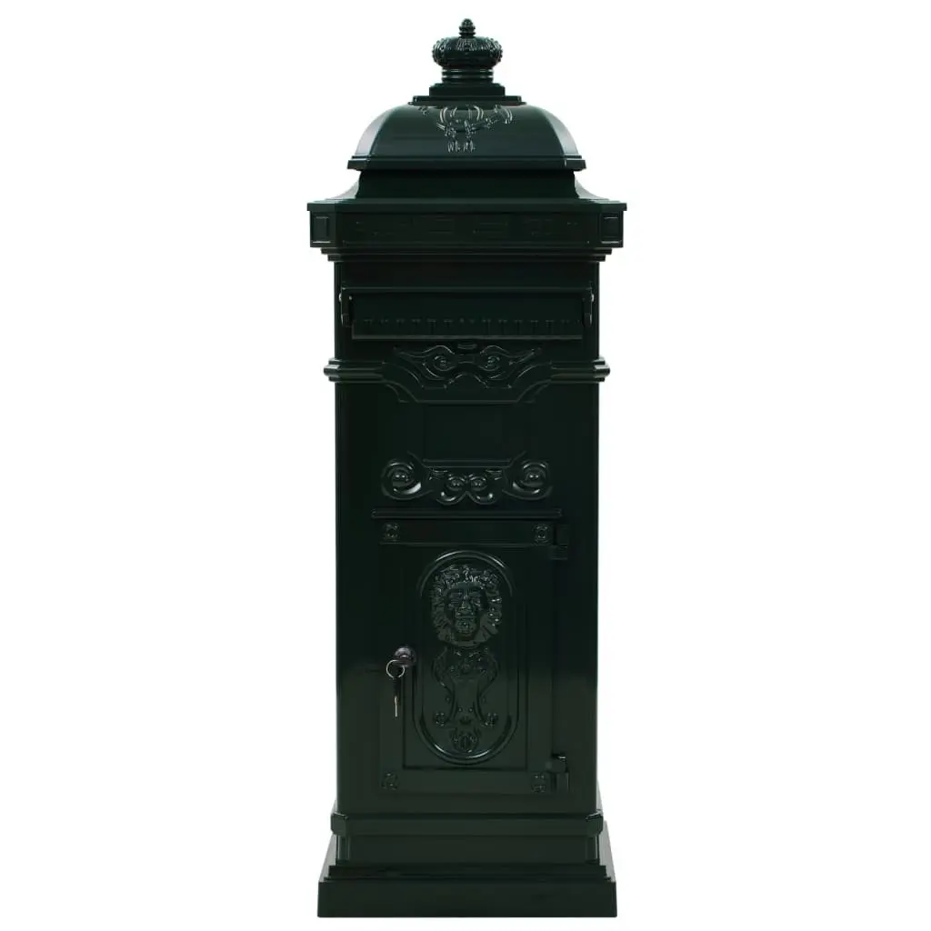 Pillar Letterbox Vintage Style Green Outdoor Antique Garden Mailbox