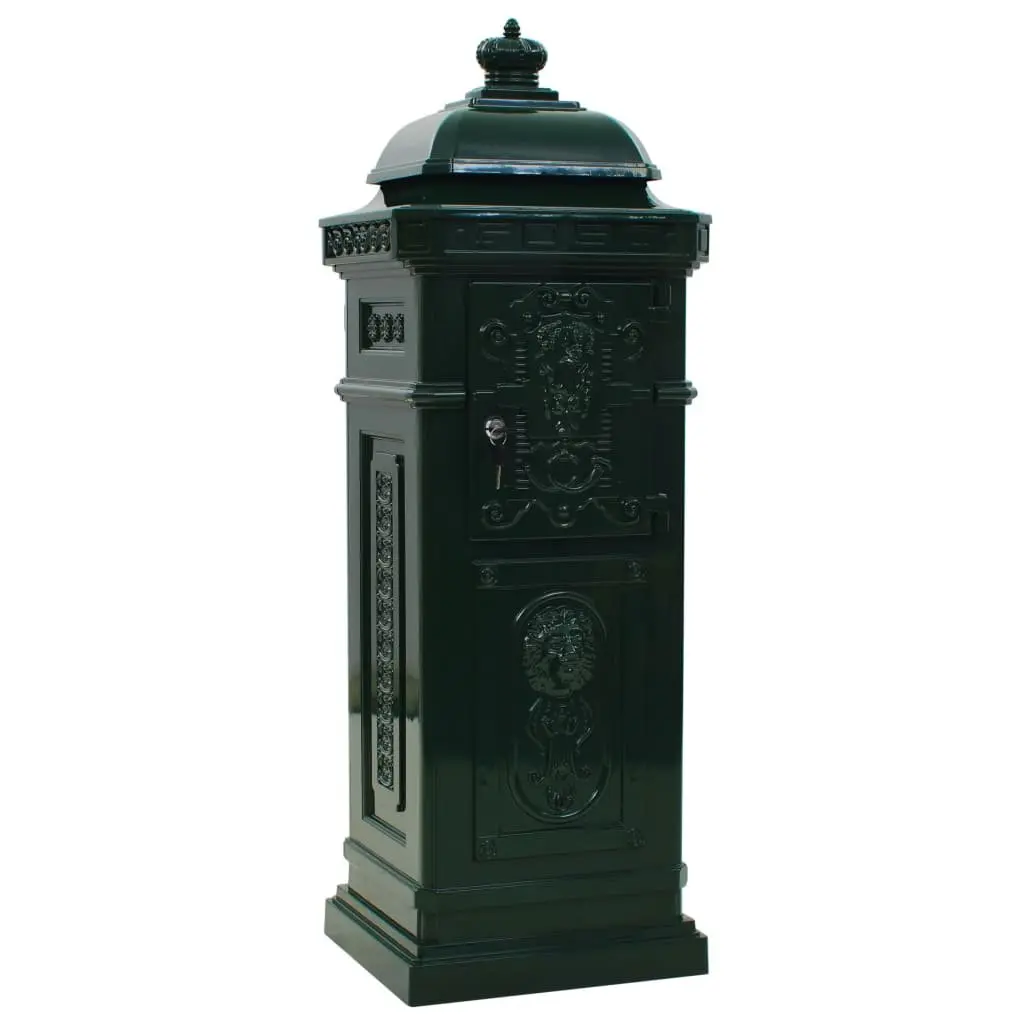 Pillar Letterbox Vintage Style Green Outdoor Antique Garden Mailbox