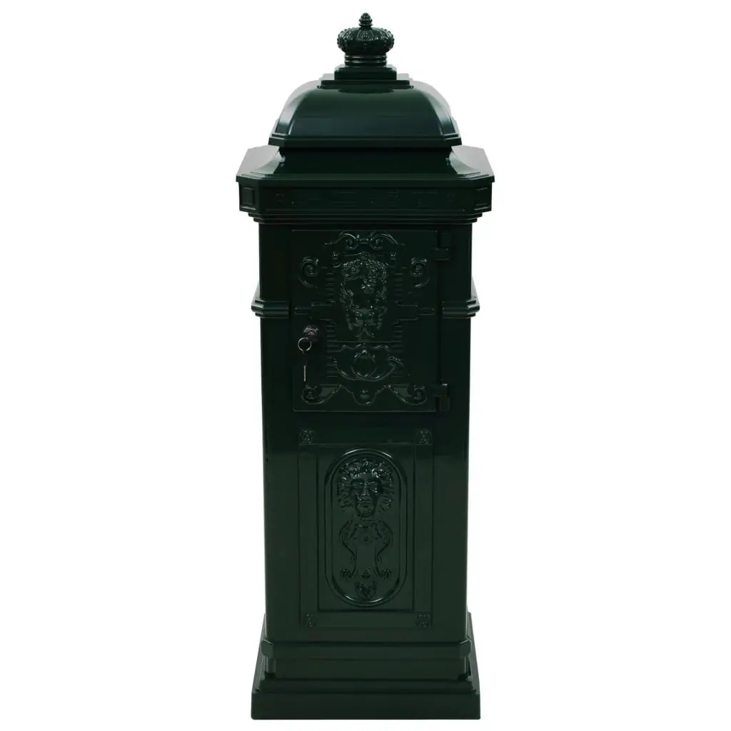Pillar Letterbox Vintage Style Green Outdoor Antique Garden Mailbox
