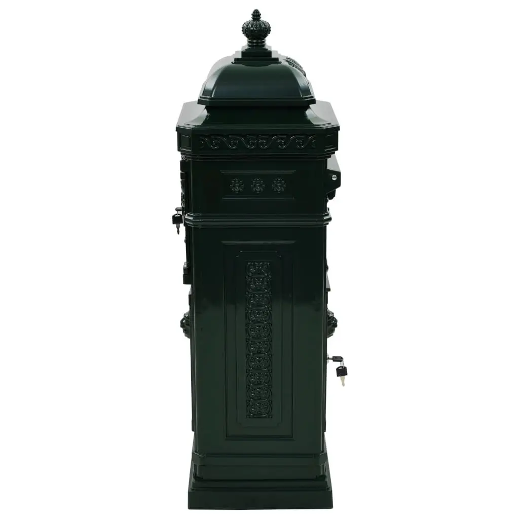 Pillar Letterbox Vintage Style Green Outdoor Antique Garden Mailbox