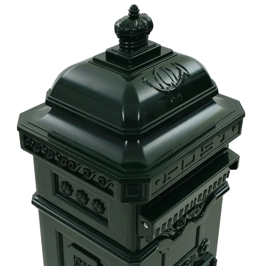 Pillar Letterbox Vintage Style Green Outdoor Antique Garden Mailbox