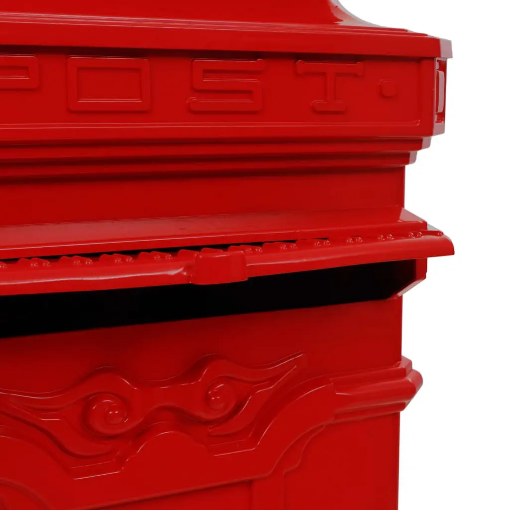 Pillar Letterbox Red Vintage Style Outdoor Mail Post Box Garden Decor Antique