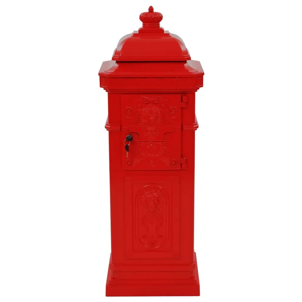 Pillar Letterbox Red Vintage Style Outdoor Mail Post Box Garden Decor Antique