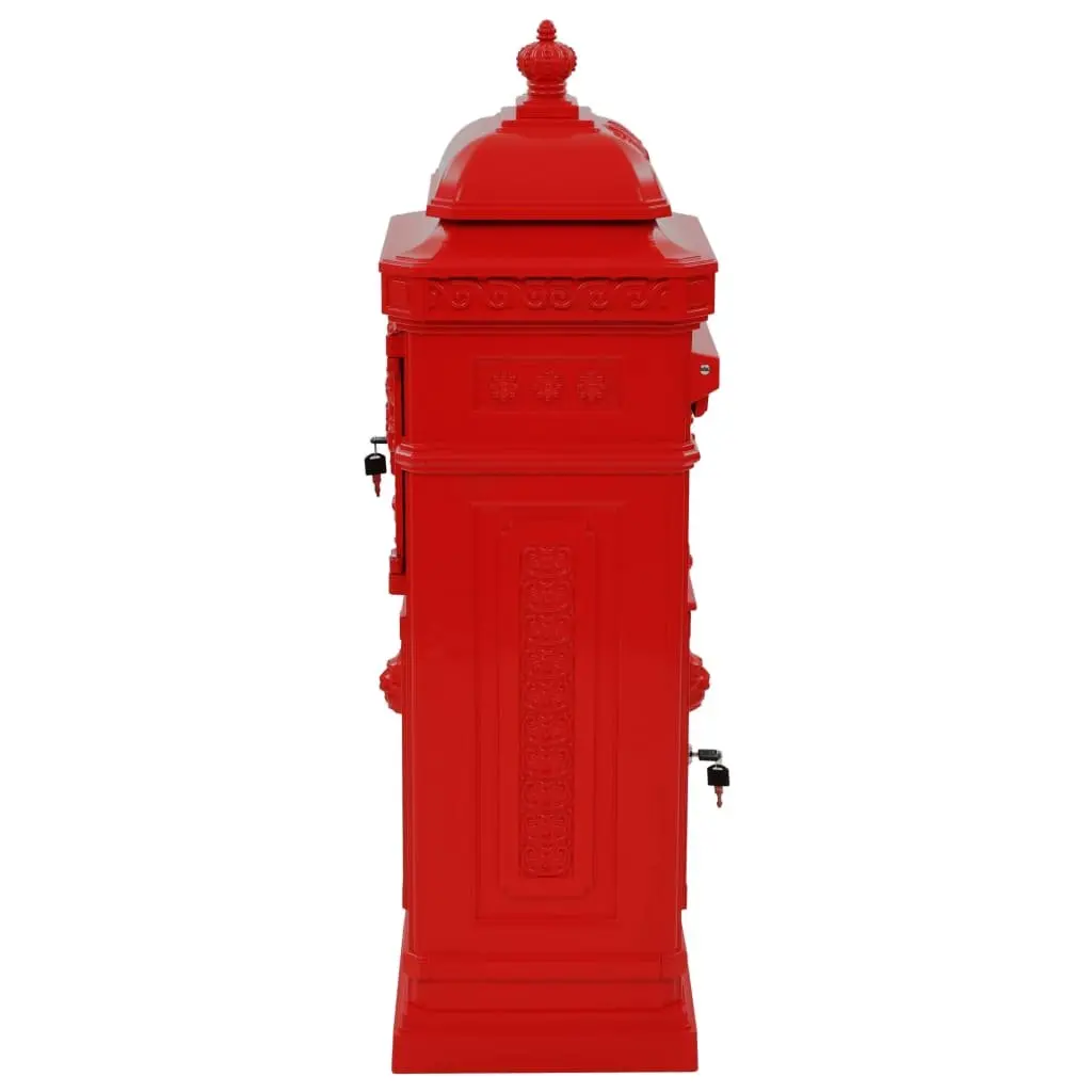 Pillar Letterbox Red Vintage Style Outdoor Mail Post Box Garden Decor Antique