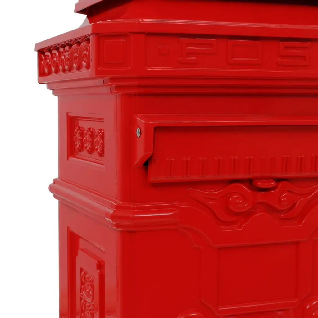 Pillar Letterbox Red Vintage Style Outdoor Mail Post Box Garden Decor Antique