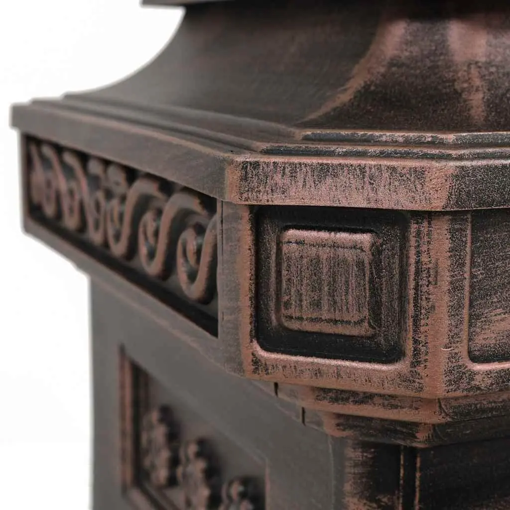 Pillar Letterbox Vintage Style Antique Garden Mailbox Rustproof Brown Outdoor