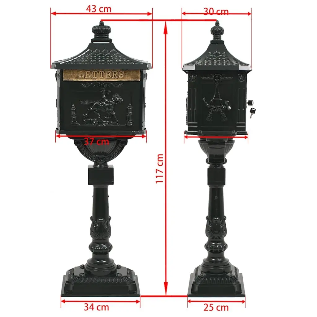 Pedestal Letterbox Vintage Style Garden Mail Post Box Green Outdoor Decoration
