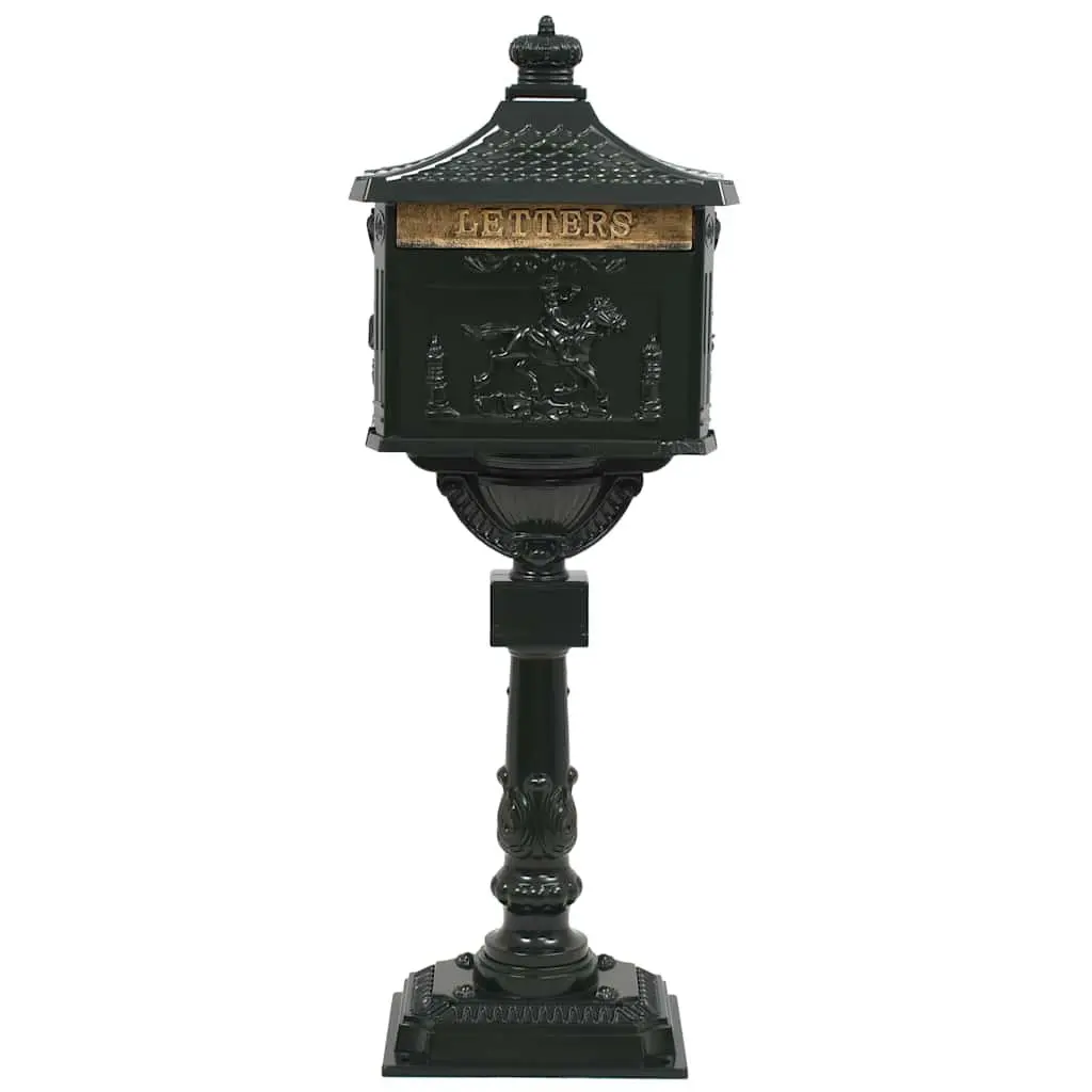Pedestal Letterbox Vintage Style Garden Mail Post Box Green Outdoor Decoration