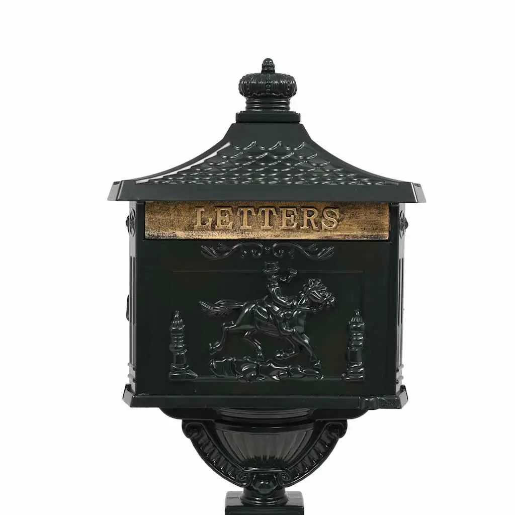 Pedestal Letterbox Vintage Style Garden Mail Post Box Green Outdoor Decoration