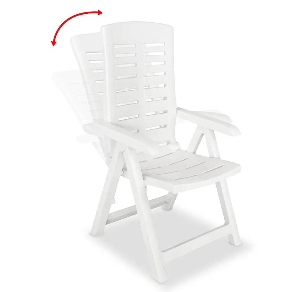 Outdoor Reclining Chair Set Lightweight White 2 Piece