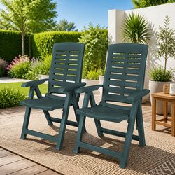 Outdoor Reclining Garden Chairs 2 pcs Lightweight Portable Folding Patio Seating