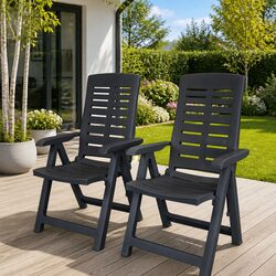 Outdoor Reclining Garden Chairs 2 pcs Lightweight Folding Patio Seating