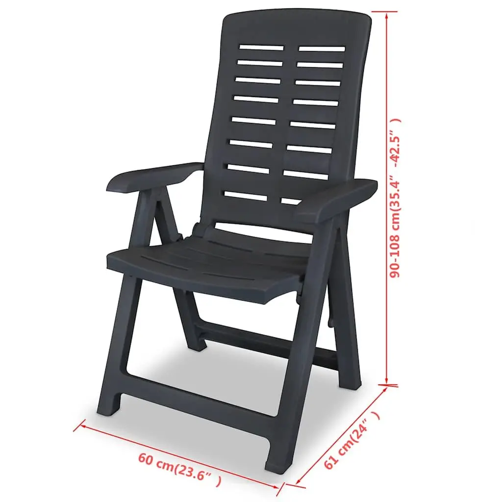 Outdoor Reclining Garden Chairs 2 pcs Lightweight Folding Patio Seating