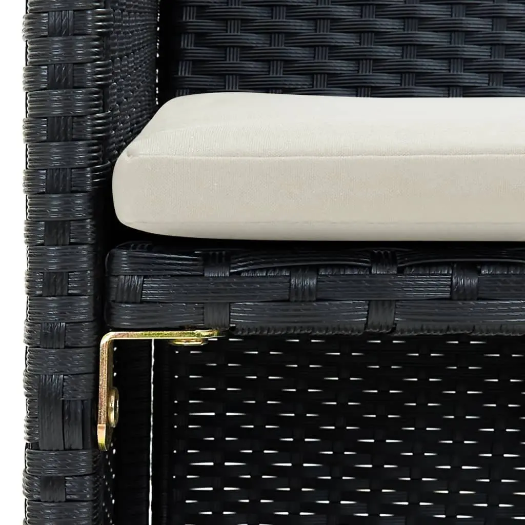 Black Rattan 2-Seater Patio Sofa Weather Resistant with Cushions