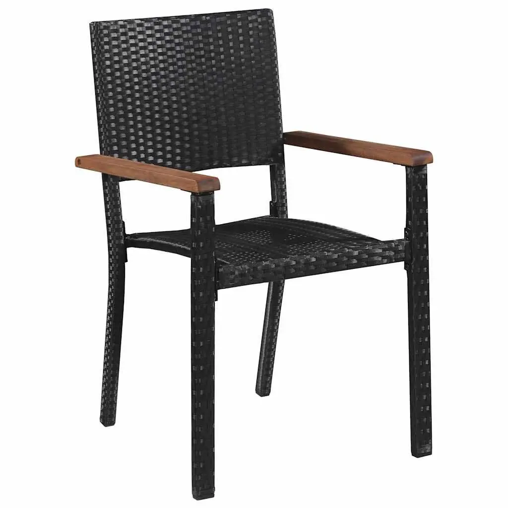 Outdoor Chairs Poly Rattan Black Garden Patio Dining Seating 2 Piece