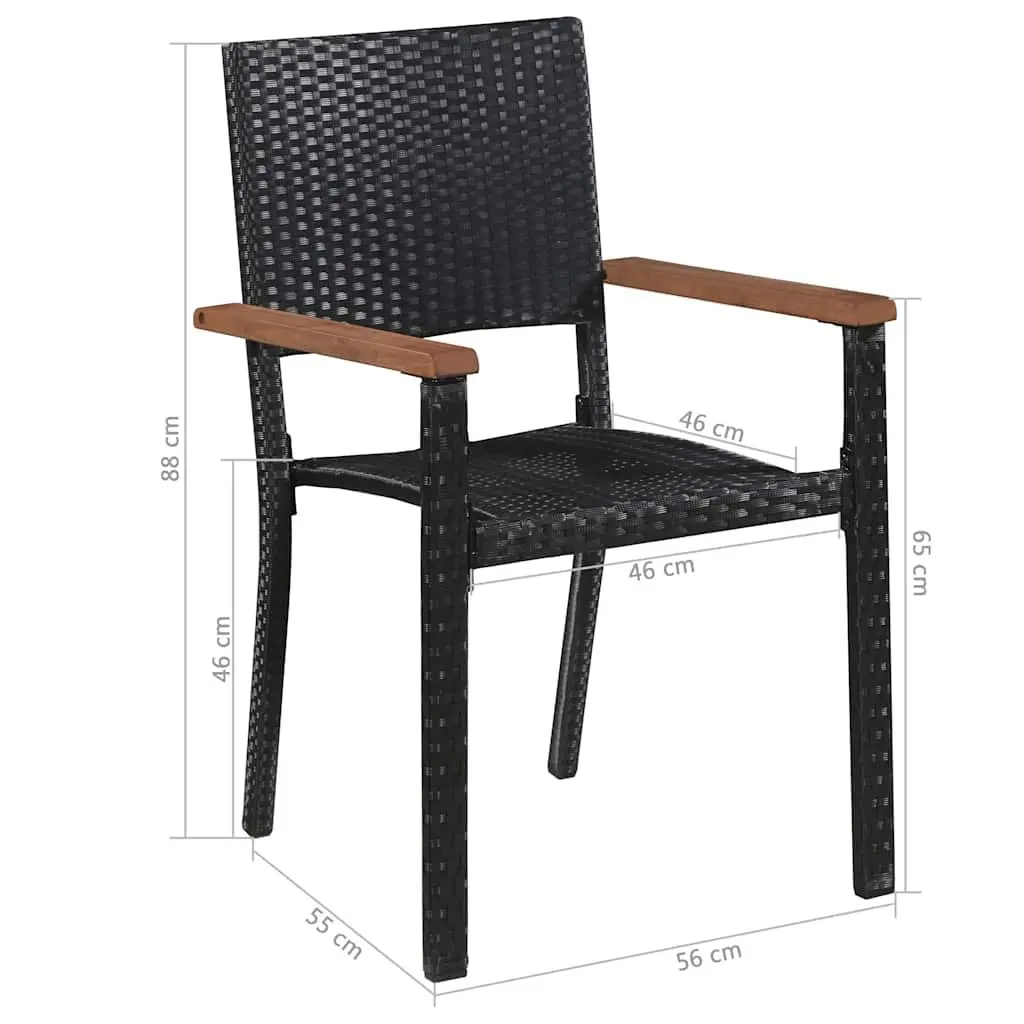 Outdoor Chairs Poly Rattan Black Garden Patio Dining Seating 2 Piece