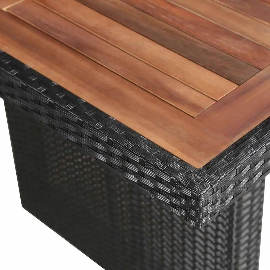 Dining Table Garden Poly Rattan Acacia Wood 240cm x 90cm x 74cm Brown Outdoor Furniture