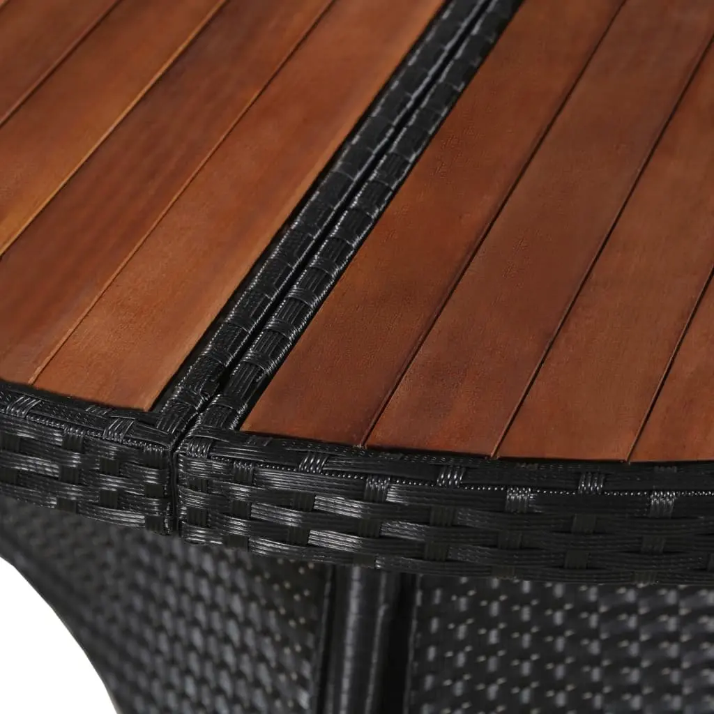 Outdoor Dining Table Garden Furniture Brown Acacia Wood 115x74cm PE Rattan