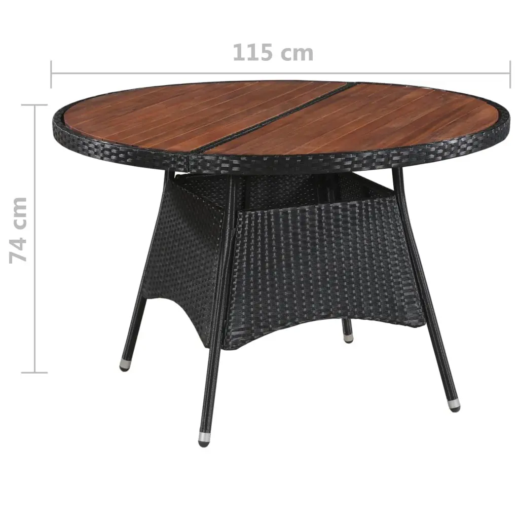 Outdoor Dining Table Garden Furniture Brown Acacia Wood 115x74cm PE Rattan