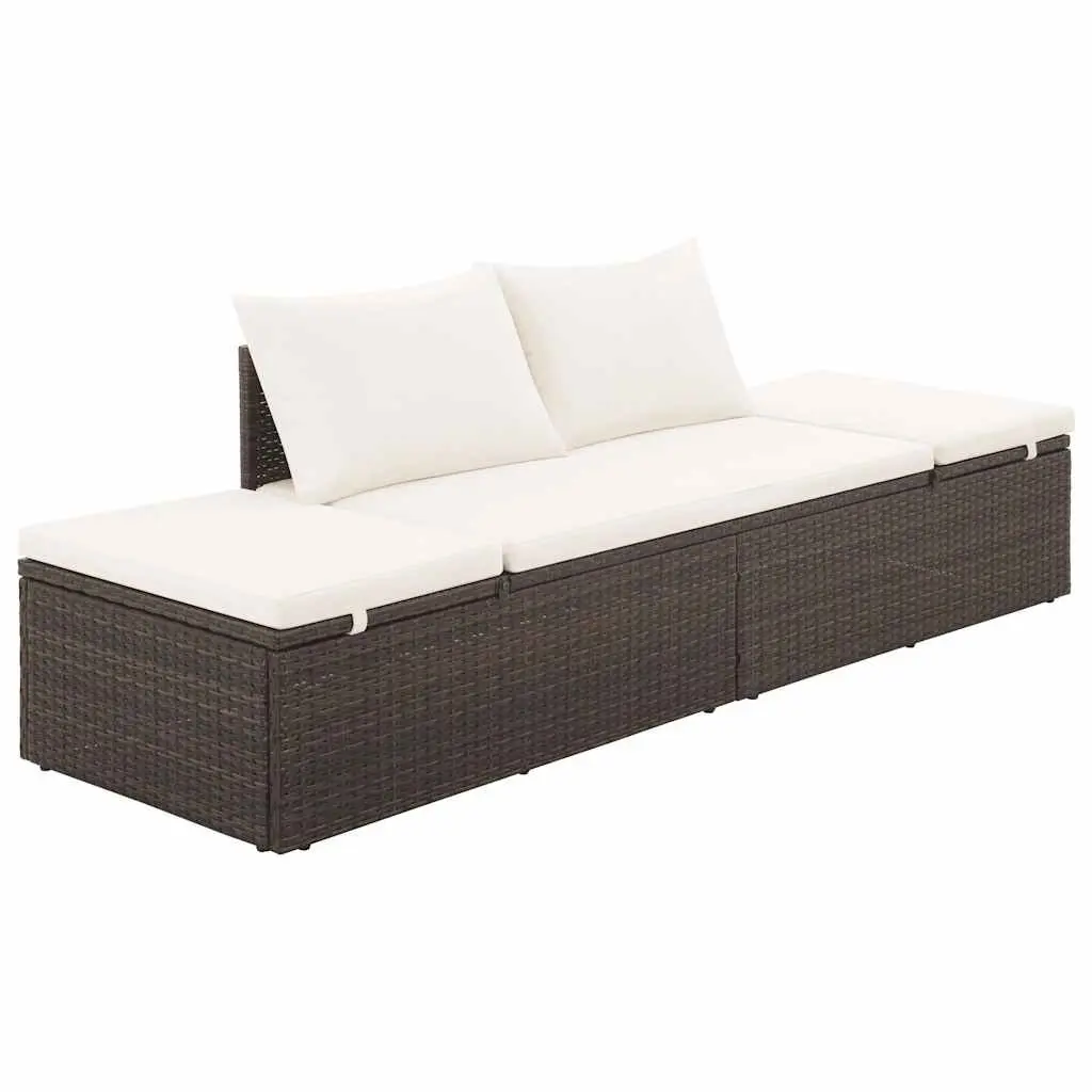 Outdoor Lounge Bed Adjustable PE Rattan 195x60cm Garden Sun Lounger