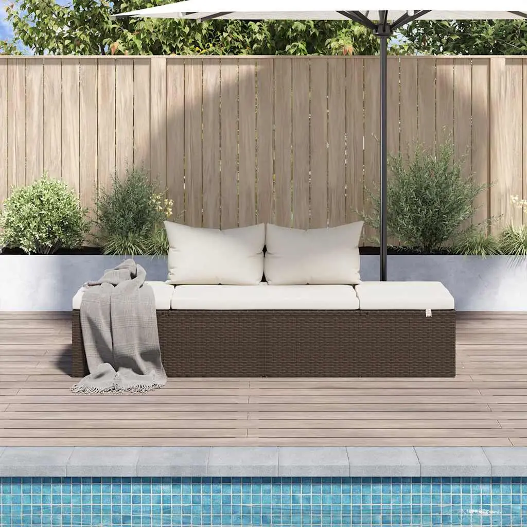 Outdoor Lounge Bed Adjustable PE Rattan 195x60cm Garden Sun Lounger