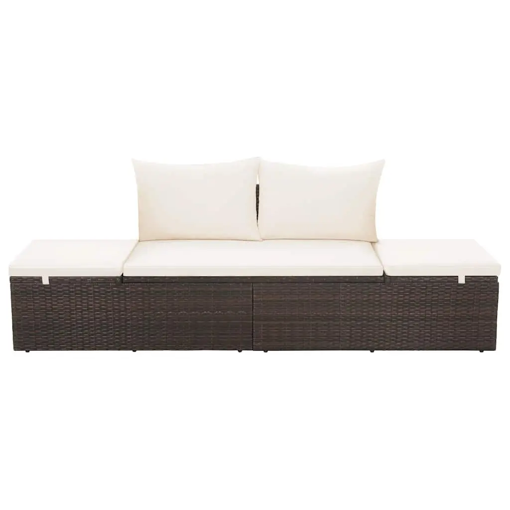 Outdoor Lounge Bed Adjustable PE Rattan 195x60cm Garden Sun Lounger