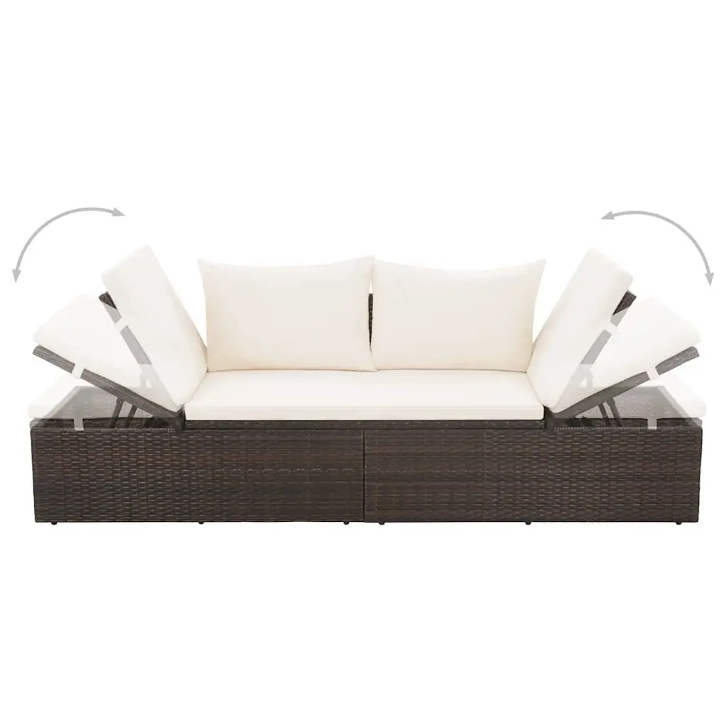 Outdoor Lounge Bed Adjustable PE Rattan 195x60cm Garden Sun Lounger