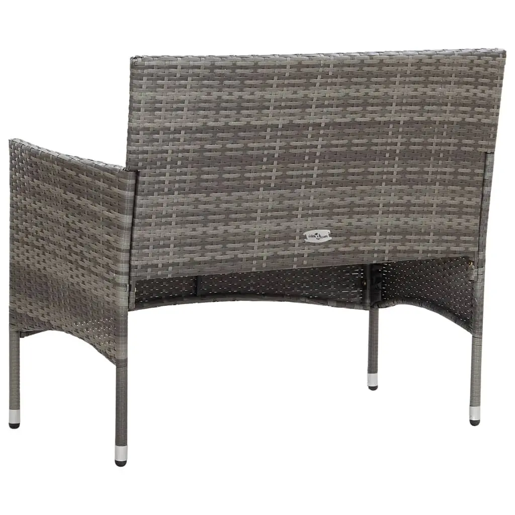 Garden Bench Poly Rattan 105cm Outdoor Seating Grey