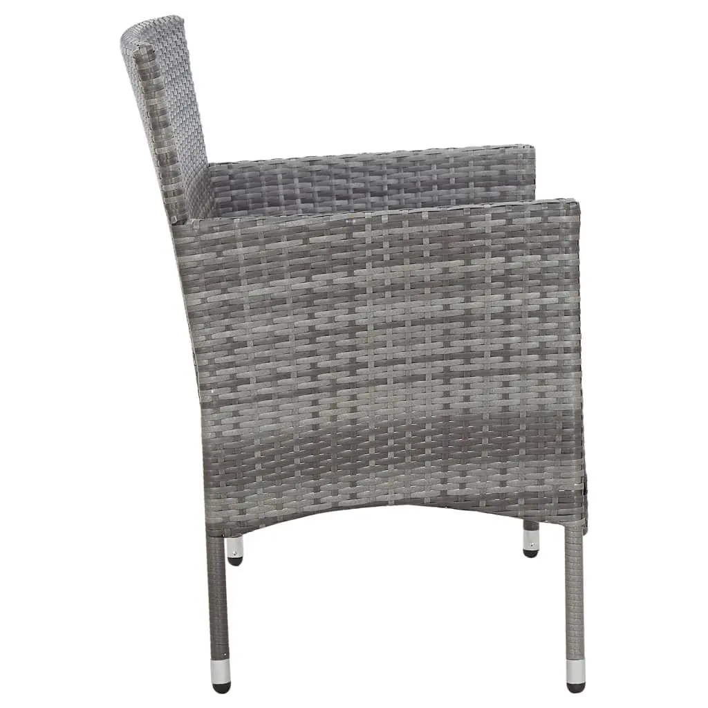 Garden Bench Poly Rattan 105cm Outdoor Seating Grey