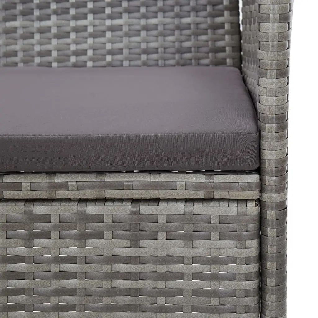Garden Bench Poly Rattan 105cm Outdoor Seating Grey