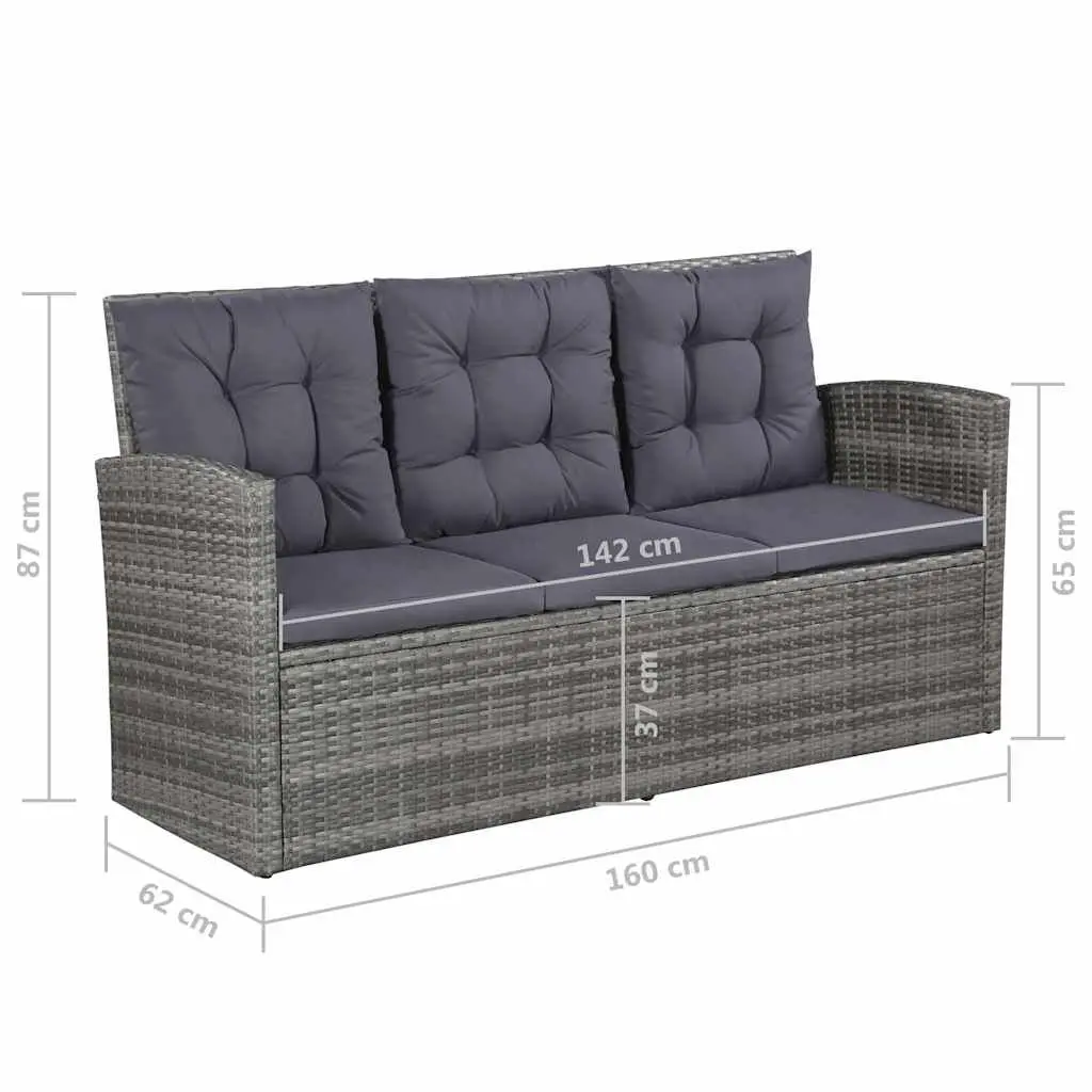 Garden Lounge Set Poly Rattan 6 Piece Sofa Armchair Table Footstool Cushions