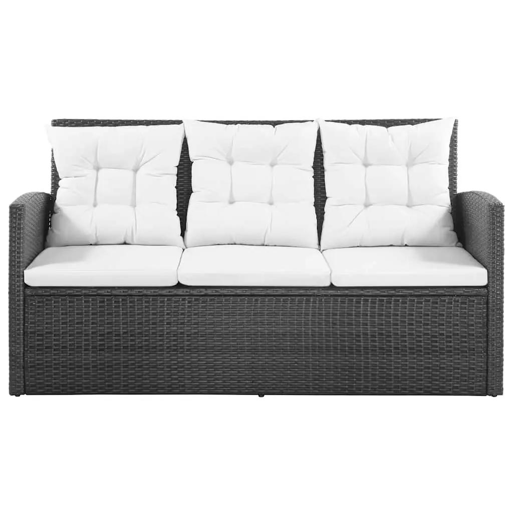 5 Piece Garden Lounge Set Poly Rattan Sofa Armchairs Table Black Outdoor Patio