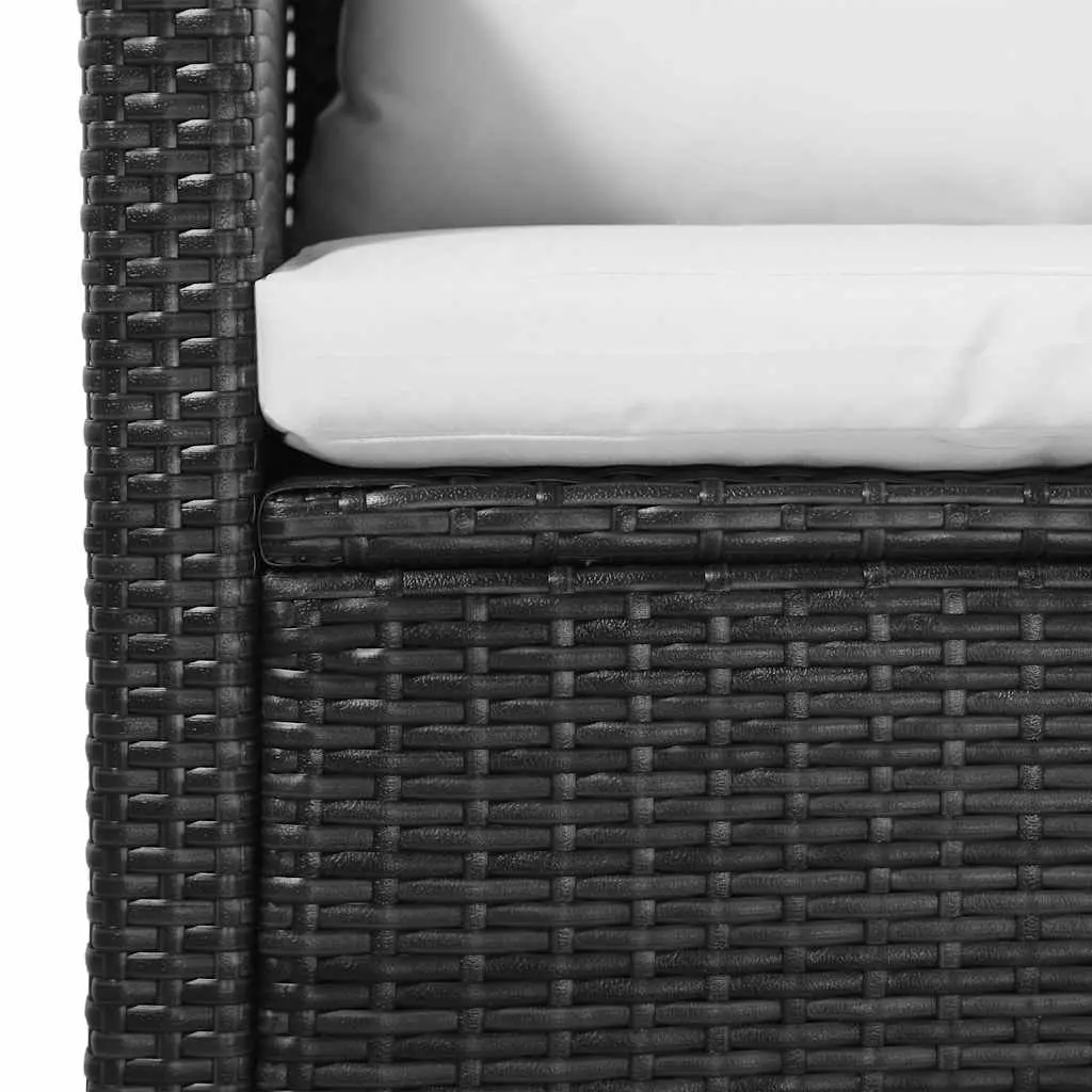 5 Piece Garden Lounge Set Poly Rattan Sofa Armchairs Table Black Outdoor Patio