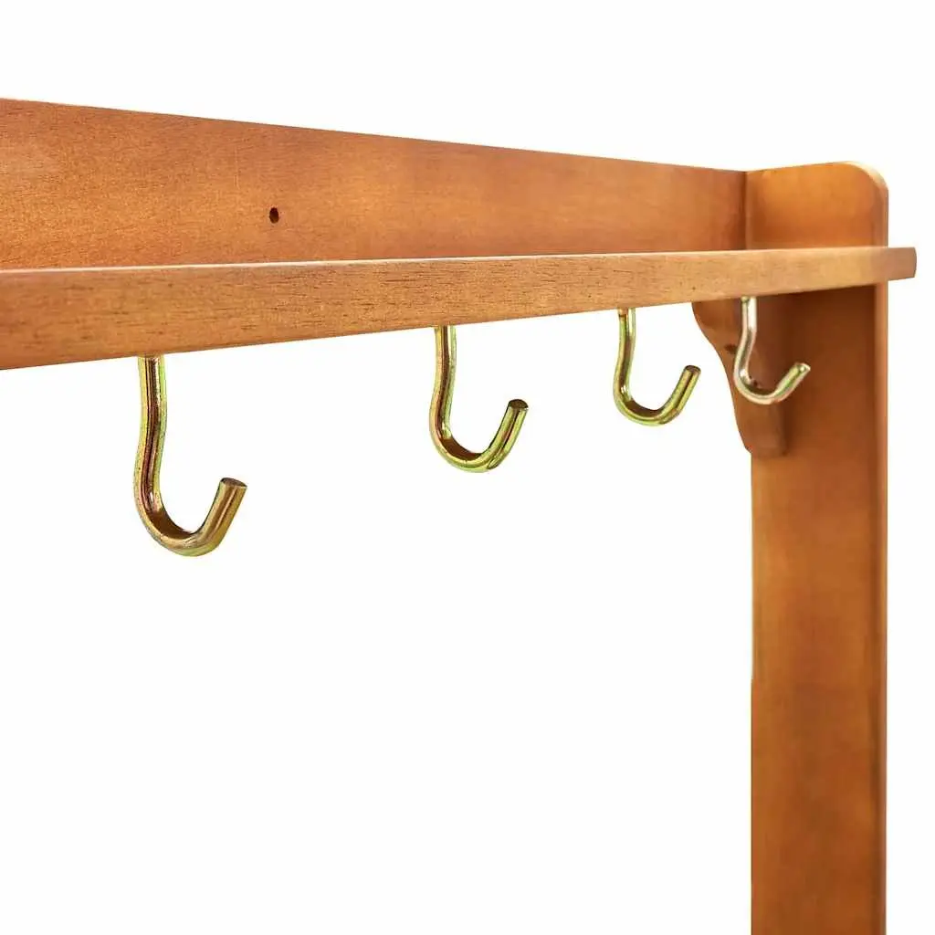 Garden Kitchen Trolley Solid Wood with Storage Drawer Shelf Hooks and Wheels