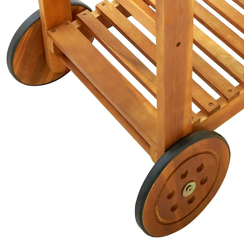 Garden Kitchen Trolley Solid Wood with Storage Drawer Shelf Hooks and Wheels