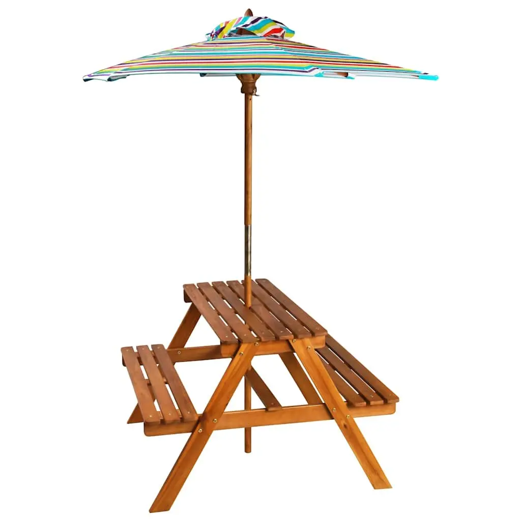 Kids Picnic Table with Benches and Parasol Outdoor Furniture Set Garden