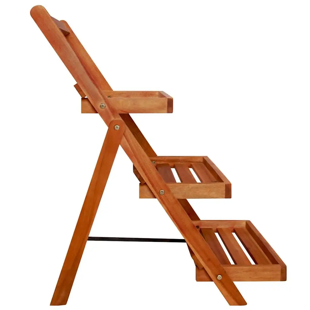 Wooden 3-Tier Plant Stand Foldable Display Rack Natural Finish Brown