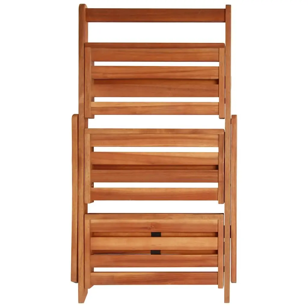 Wooden 3-Tier Plant Stand Foldable Display Rack Natural Finish Brown