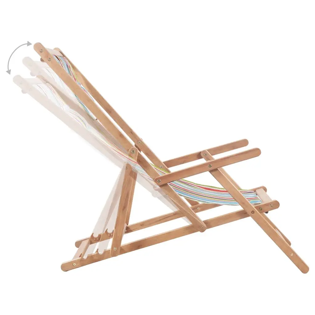 Folding Beach Chair Wooden Frame Multicolour Outdoor Garden Patio Reclining 3 Positions
